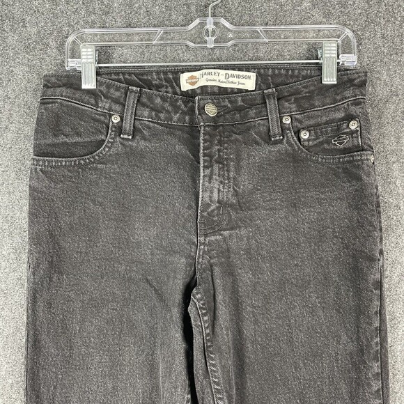 Harley Davison Jeans Black Womens Boot Cut Denim Dark Wash Size 6 EUC - Picture 2 of 10